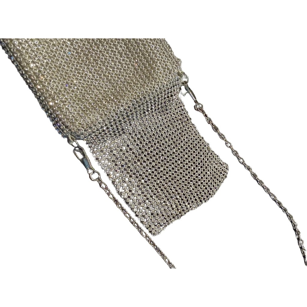 Rhinestone Phone Crossbody Bag Sparkly Diamond Crystal Mini Purse Silver Evenin - Picture 9 of 10